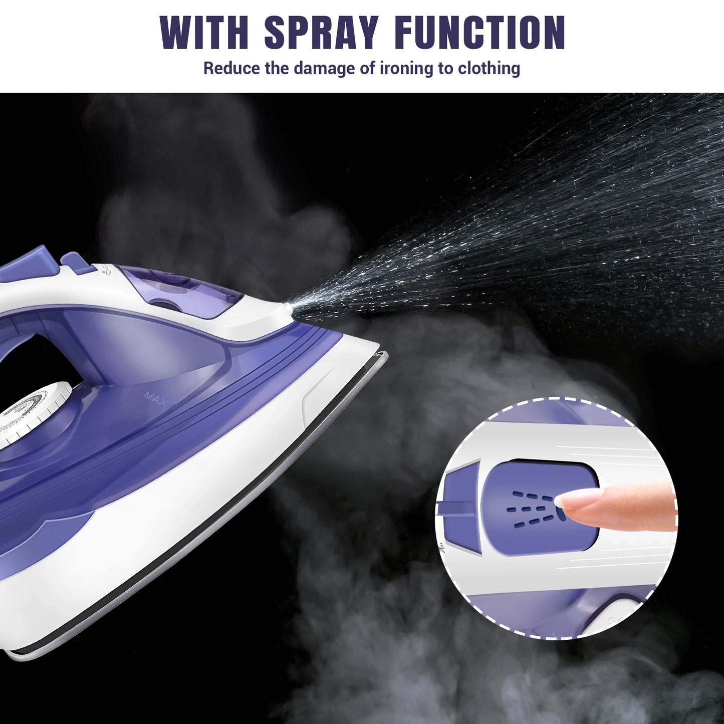 Dayplus Electric Iron Portable Steam Iron, 2400W Powerful Steam Function, Non-Stick Stainless Steel Soleplate,350Ml Water Tank