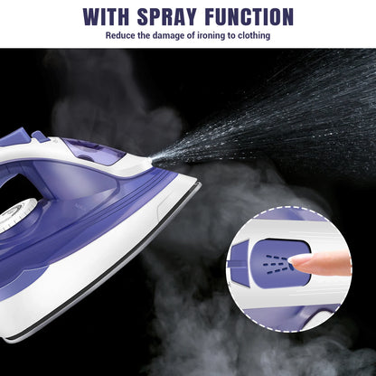 Dayplus Electric Iron Portable Steam Iron, 2400W Powerful Steam Function, Non-Stick Stainless Steel Soleplate,350Ml Water Tank