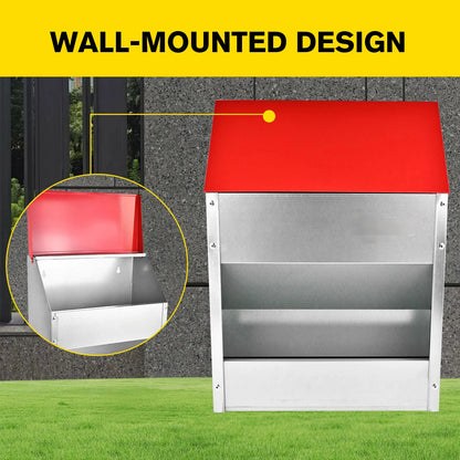 10Lbs Galvanized Steel Poultry Chicken Feeder Weatherproof Lid for Chickens Duck