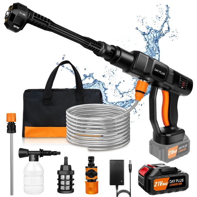 DayPlus Cordless Pressure Washer Portable Power Cars Washer Cleaner 3.0Ah Battery Powered High Pressure  for Garden Floor,150BAR