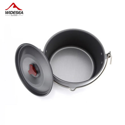 Widesea 4L Camping Cookware Outdoor Tableware Hanging Pot Pan 4-6 Person Picnic Cooking 