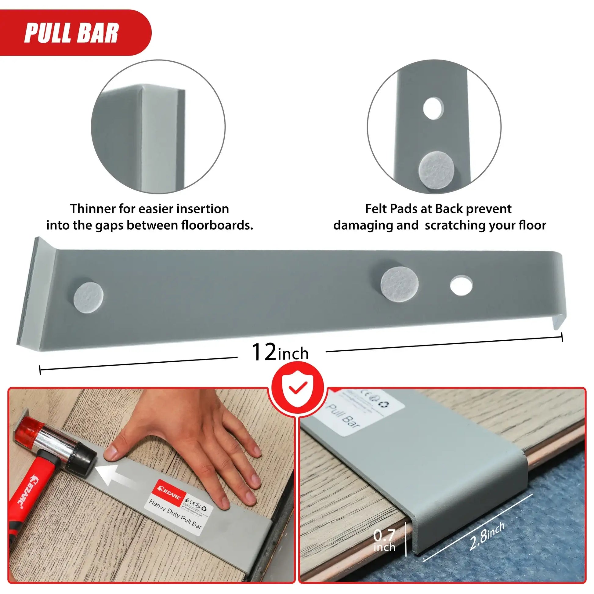 EZARC 55PCS Flooring Tools for Vinyl Plank & Laminate with Heavy Duty Pull Bar, Tapping Block, Knee Pads, Nail Puller, Spacers