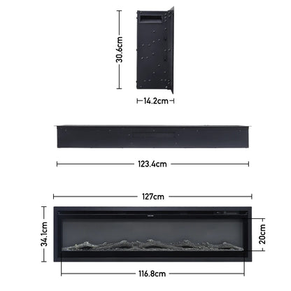 KOMORE 3 in 1 Electric Fireplace With Remote 12 Flame Colours 1500W, Automatic Safety Shutoff 