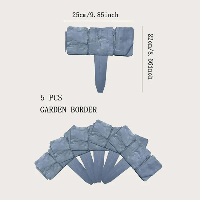 Garden Fence Imitation Stone Plant Support Stake Outdoor Edging Decorative Border DIY Lawn Yard Landscape Plant Fence
