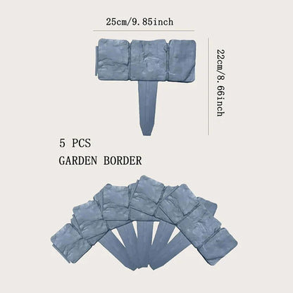 Garden Fence Imitation Stone Plant Support Stake Outdoor Edging Decorative Border DIY Lawn Yard Landscape Plant Fence