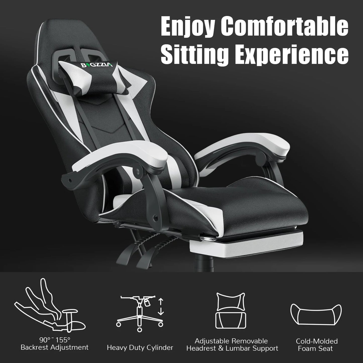 Racing Gaming Chair With Footrest Ergonomic With Lumbar Cushion Headrest Height Adjustable Computer Gamer Chairs