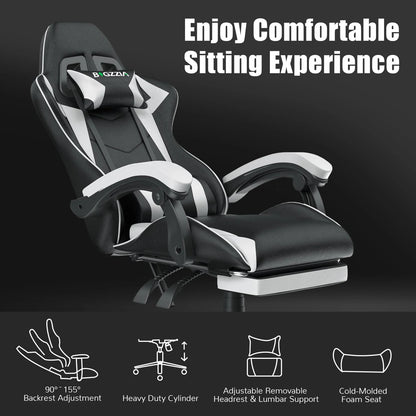 Racing Gaming Chair With Footrest Ergonomic With Lumbar Cushion Headrest Height Adjustable Computer Gamer Chairs