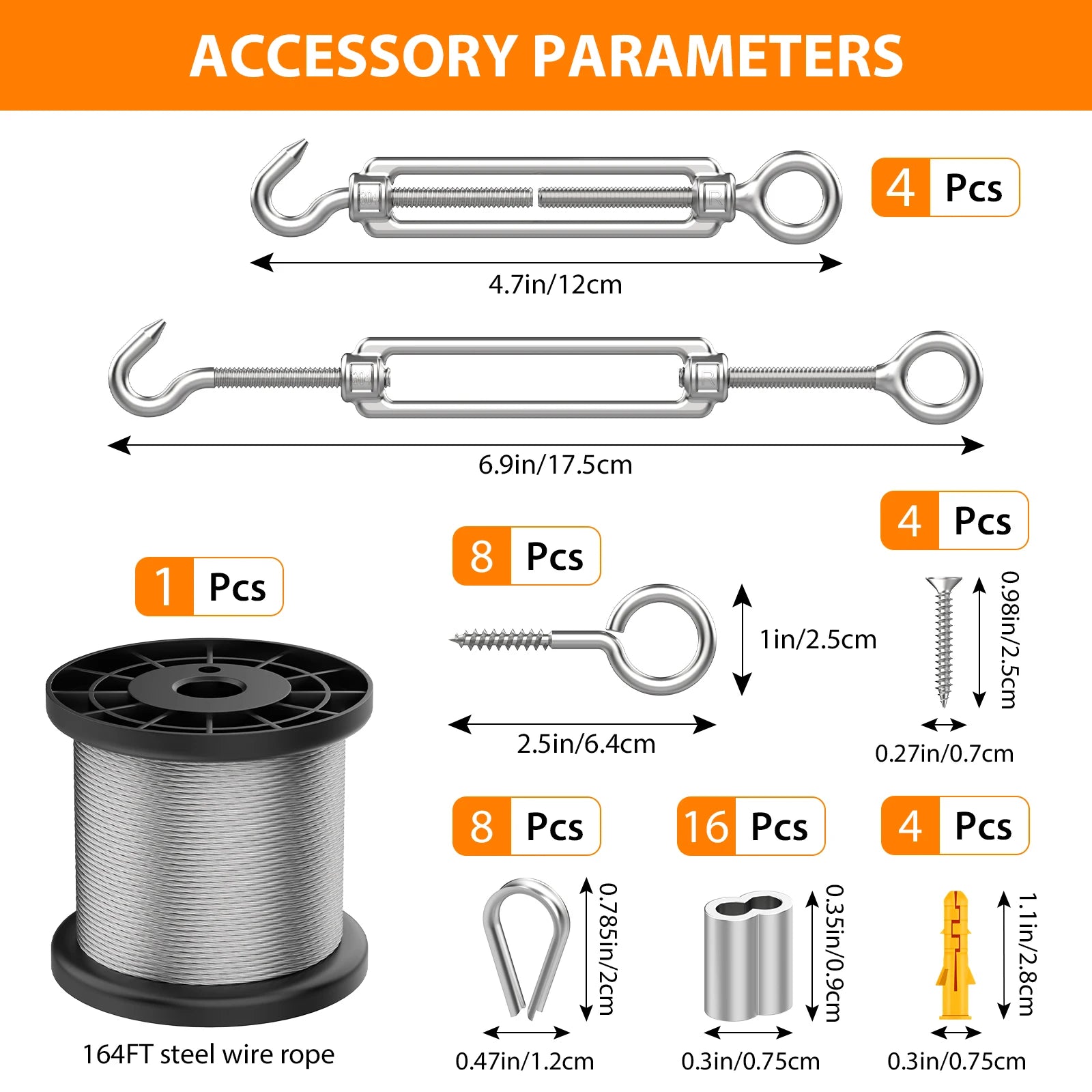 Garden Wire For Climbing Plants, Heavy Duty 304 Stainless Steel Cable Rope Kit With M5 Turnbuckle Wire Tensioner