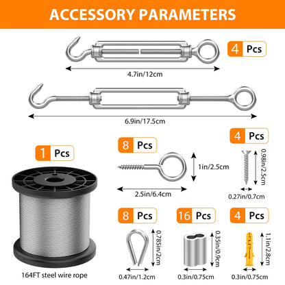 Garden Wire For Climbing Plants, Heavy Duty 304 Stainless Steel Cable Rope Kit With M5 Turnbuckle Wire Tensioner