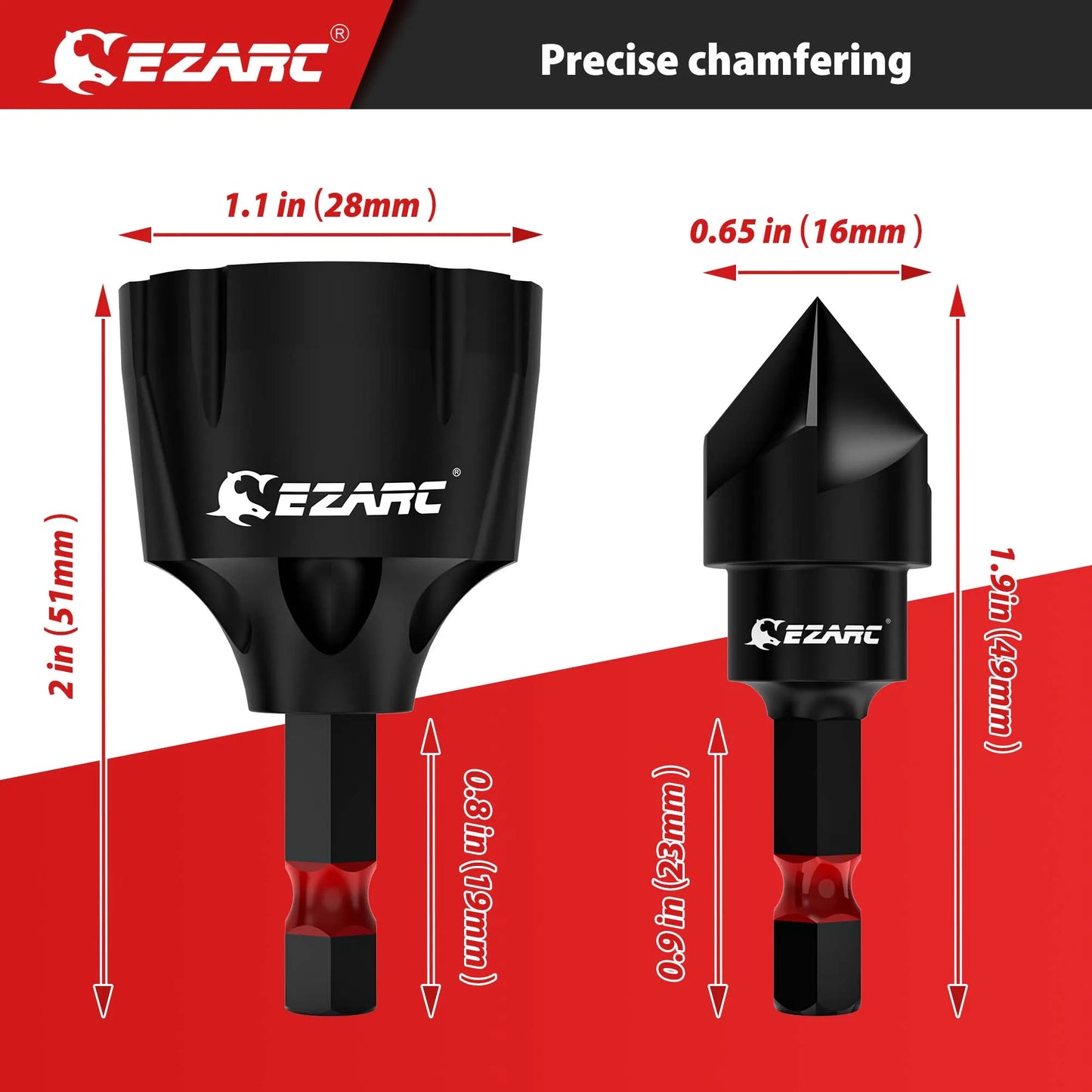 EZARC External Chamfer Deburring Chamfer Tool, Internal Countersink Drill Bit, Remove Burr Fits 3-19mm