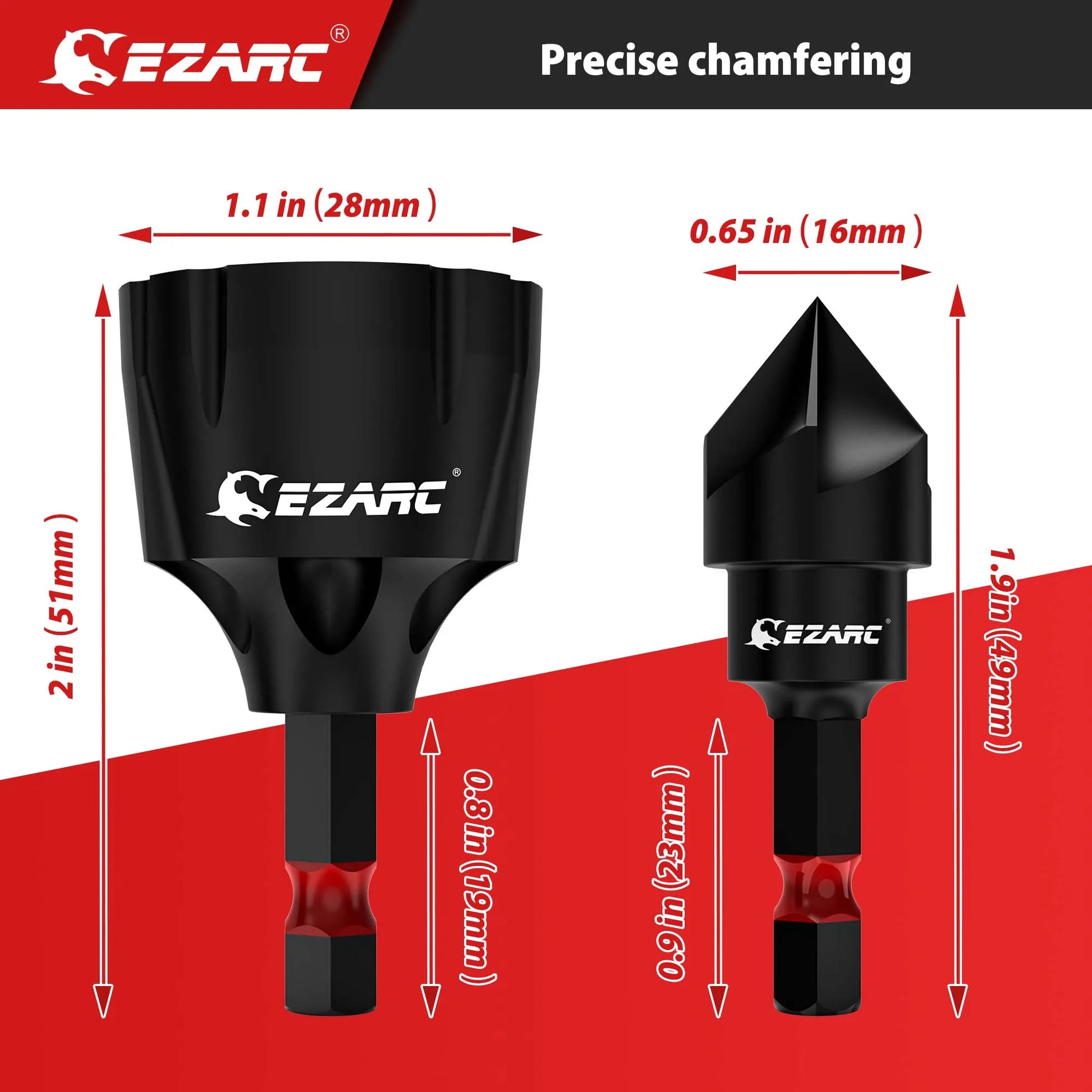 EZARC External Chamfer Deburring Chamfer Tool, Internal Countersink Drill Bit, Remove Burr Fits 3-19mm