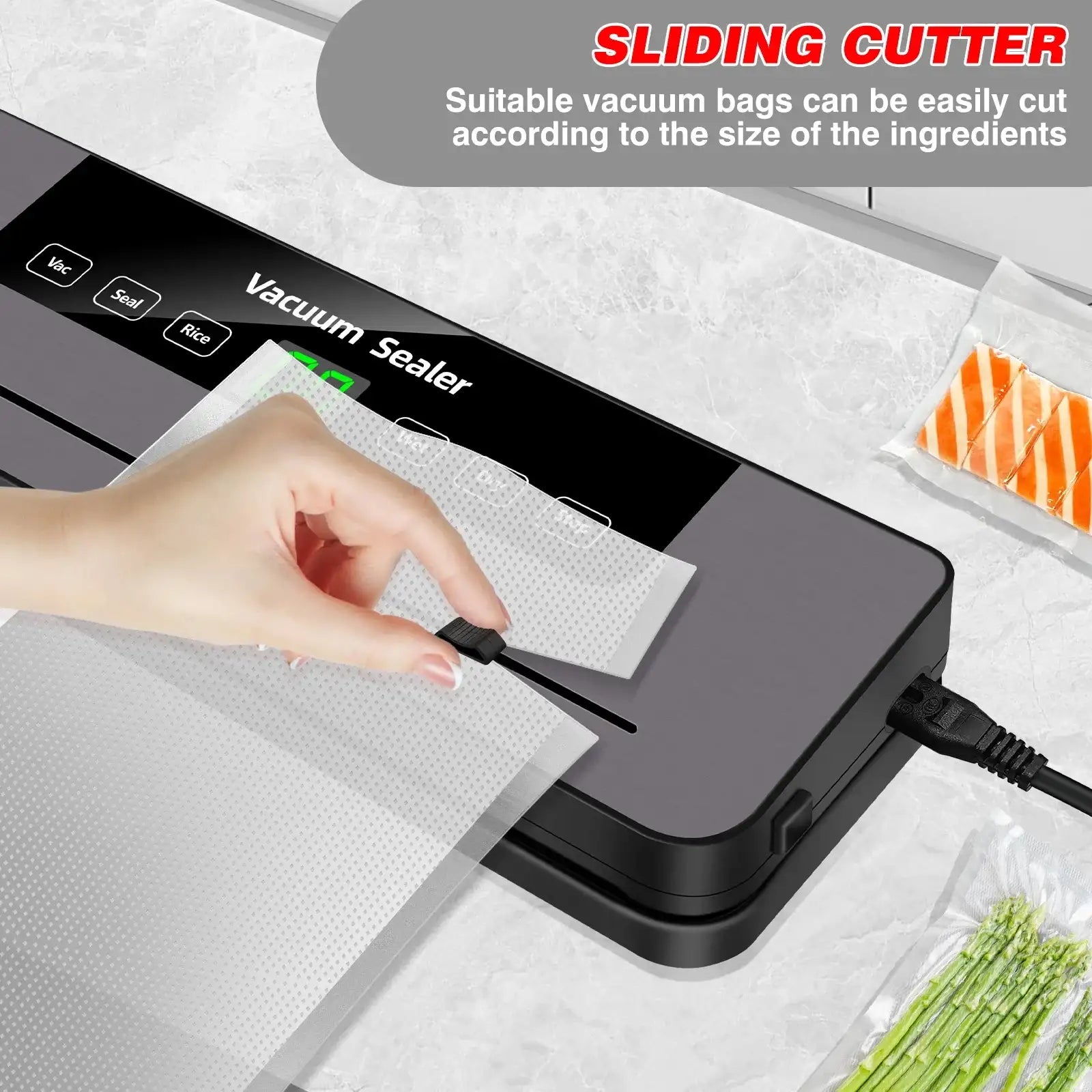 Dayplus Vacuum Sealer Machine Electric Sealing Machine Automatic Food Dry Wet Vaccum Packing Saver with 10 Free Sealing Bags