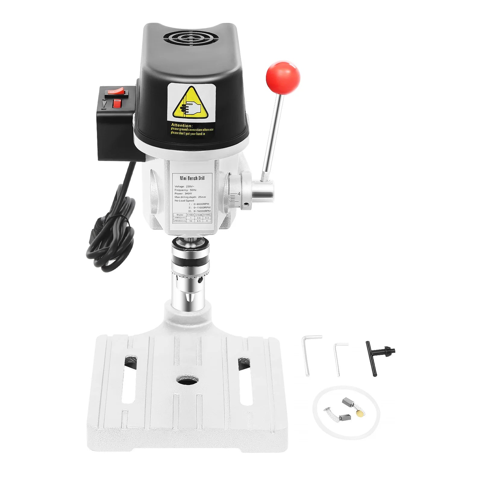 340W High-Precision Portable Bench Drill Machine Mini Press, 3-Level Adjustable Speed Corded Mini Table Drill, 
