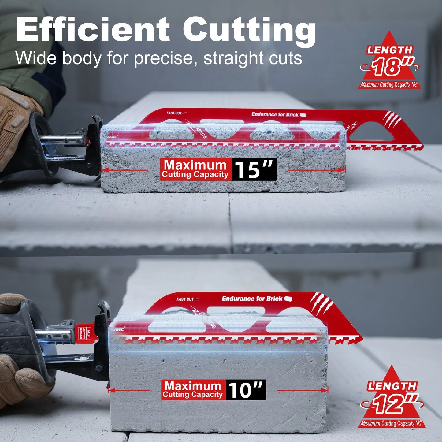 EZARC Demolition Masonry Reciprocating Saw Blade, Carbide Saw all Blades for Cutting Aerated Concrete, Concrete Block, Brick 