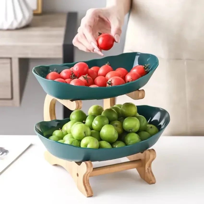 Fruit Storages Plate Wooden Multi-Layer Dining Plate for Household Tabletop Snacks Candies Cake Storage Rack Large Capacity Food