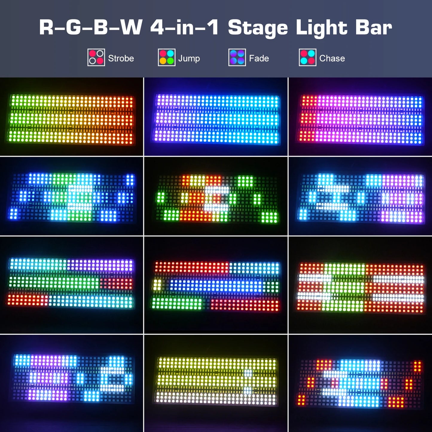 U'King 4Pcs 120W LED Party Strobe Light RGBW Wall Washer Light Bar DMX Strobe Stage Effect Lighting for DJ Disco Church Wedding