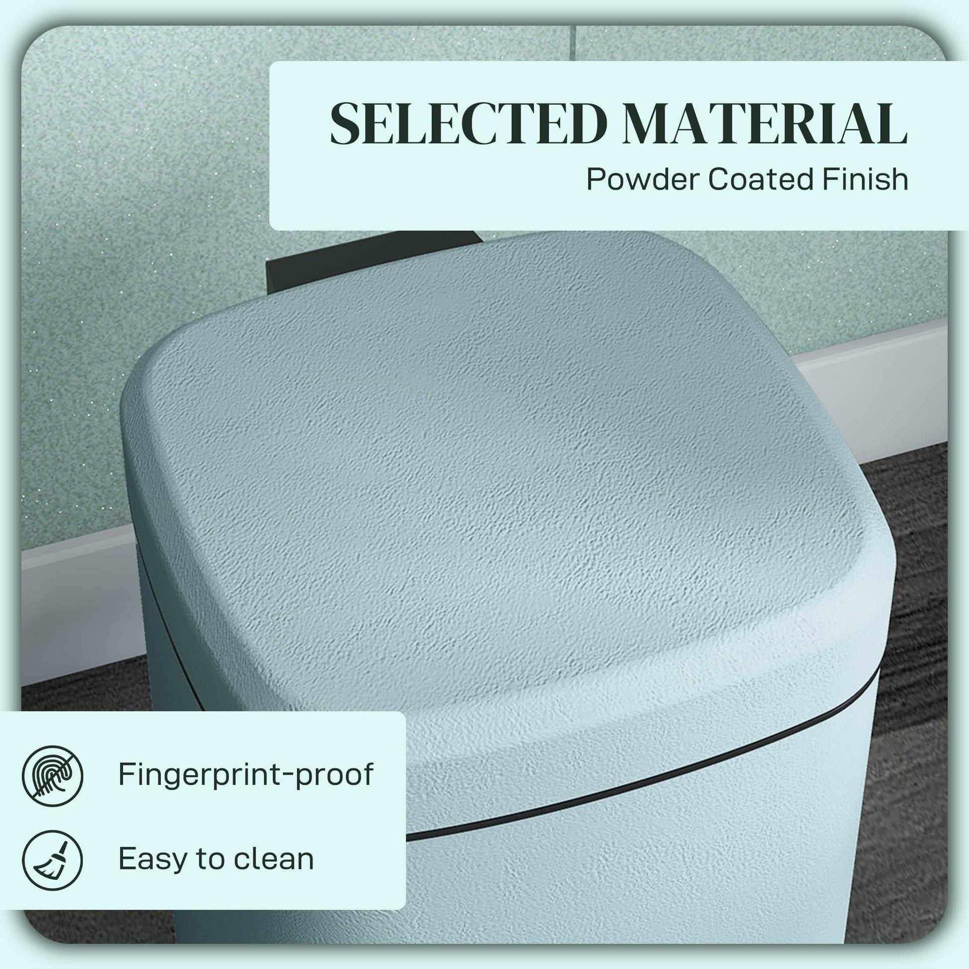 12 Litre Pedal Bin, Fingerprint Proof Kitchen Bin with Soft-close Lid, Metal Rubbish Bin with Foot Pedal and Removable Inner Bucket, Light Green