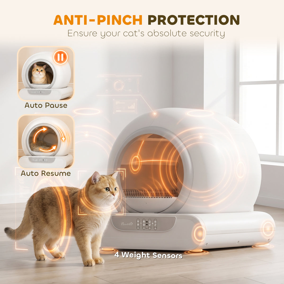 PawHut Self-Cleaning Cat Litter Box | 65L Inner Chamber & 9L Waste Bin | 2.4GHz App Control, Scheduled Cleaning & Low Entry | White/Grey