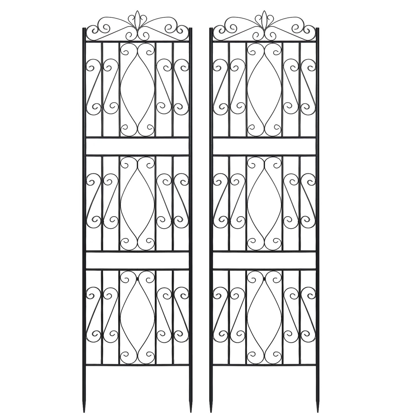 Pack Of 2 Tall Garden Trellis for Climbing Plants Metal Plant Support Fence Rustproof 
