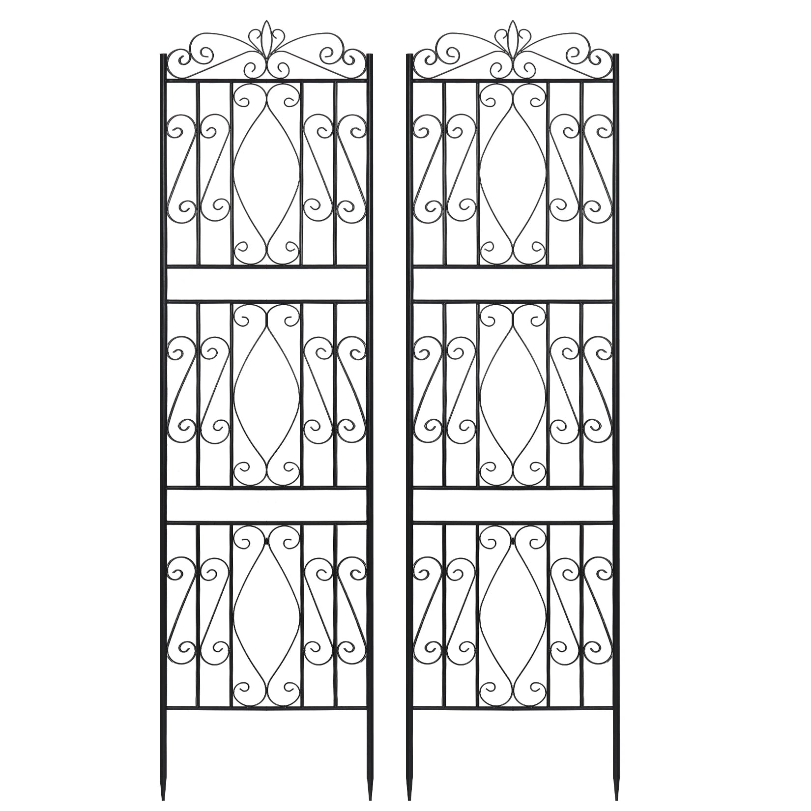 Pack Of 2 Tall Garden Trellis for Climbing Plants Metal Plant Support Fence Rustproof 