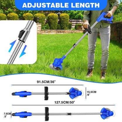 Electric Garden Cordless Strimmer Lawn Kit With Blades, Detachable Grass Trimmer with 21V Li-Ion Batteries & Charger