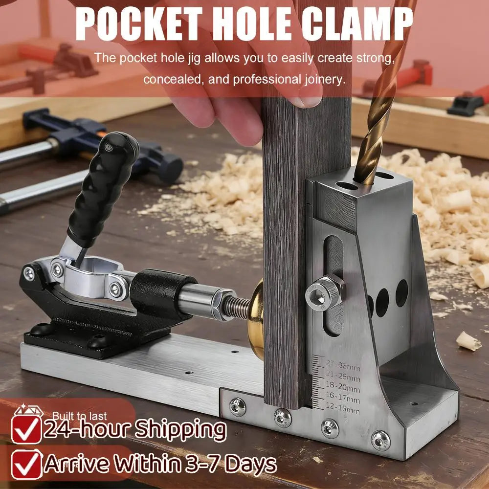 Pocket Hole Jig Kit Adjustable Portable Pocket Joinery Screw Kit with 3/8In Drill Bits for DIY Woodworking Carpentry Locator
