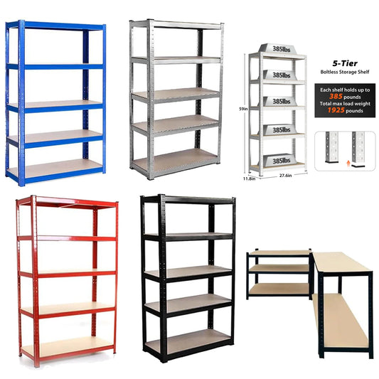 Heavy Duty 5 Tier Garage Shelving Unit Shed Warehouse Workshop Office Storage Shelves Metal Racking, Adjustable