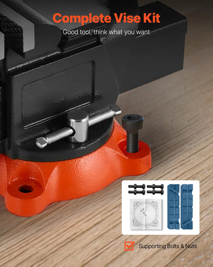 Succebuy Bench Vise 5"/5.5"/8" Jaw Width Multipurpose Vise with 360° Swivel Locking Base Vise with Anvil for Clamping round Pipe