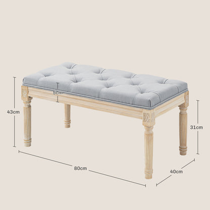 End of Bed Bench Tufted Upholstered Bench, Light Grey