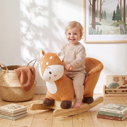 Rocking Horse Ride-On Toy | Brown Deer Design with Sounds, Safety Belt & Rocking Stoppers | 12-36 Months | 25 kg