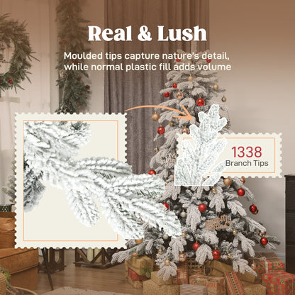 6ft Super Flocked Christmas Tree - Green/White