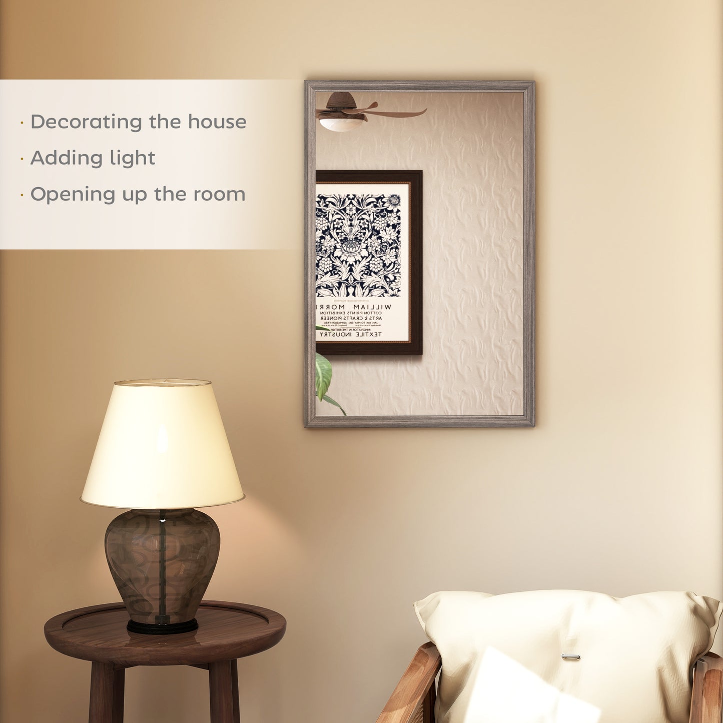 Rectangle Wall Mirror | Grey Wood Effect Frame | 40 x 60 cm