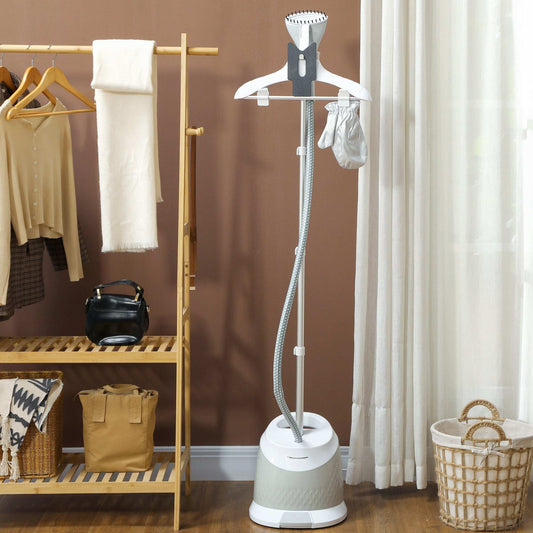 Upright Clothes Garment Steamer Wrinkle Remover with Large 1.8L Water Tank, Adjustable Height, for Home Clothing, Curtains, Wedding Dresses, Silk, Sofa, Light Grey