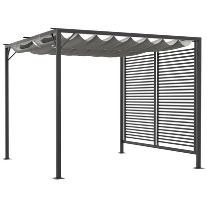 Outsunny 3 x 2.8m Metal Pergola, with Retractable Fabric Roof - Grey