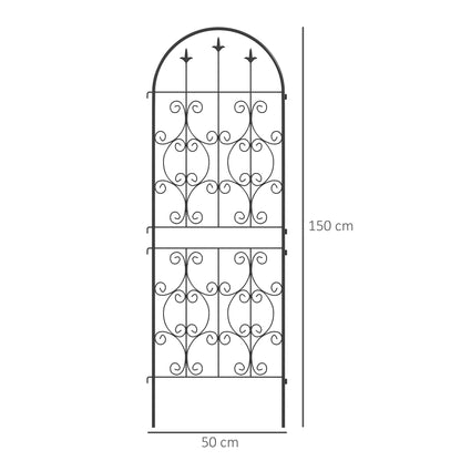 Set of 2 Metal Garden Trellis, Decorative Trellis Panels for Climbing Outdoor Plants, Vegetables, Vines, Flowers, 150 x 50 cm, Scrollwork