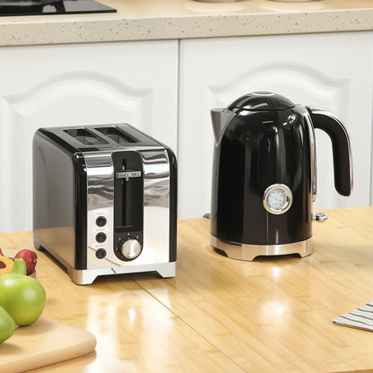 Retro Toaster and Kettle Set - Black / Cream