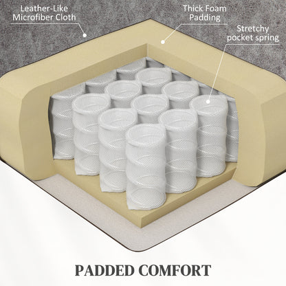 Microfibre Manual Reclining Armchair, with Footrest - Grey