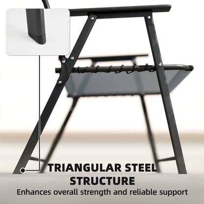 Set of 4 Folding Garden Chairs | Texteline | High Back | Bungee Support | 120kg | Light Grey