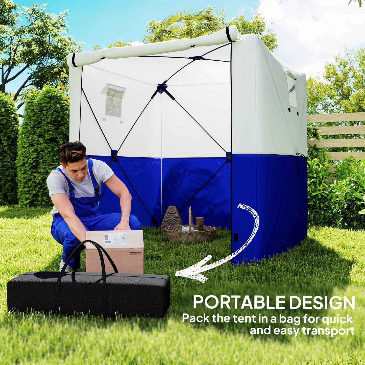 Outsunny 2 x 2m Pop-Up Party Tent Gazebo, with Accessories - Dark Blue