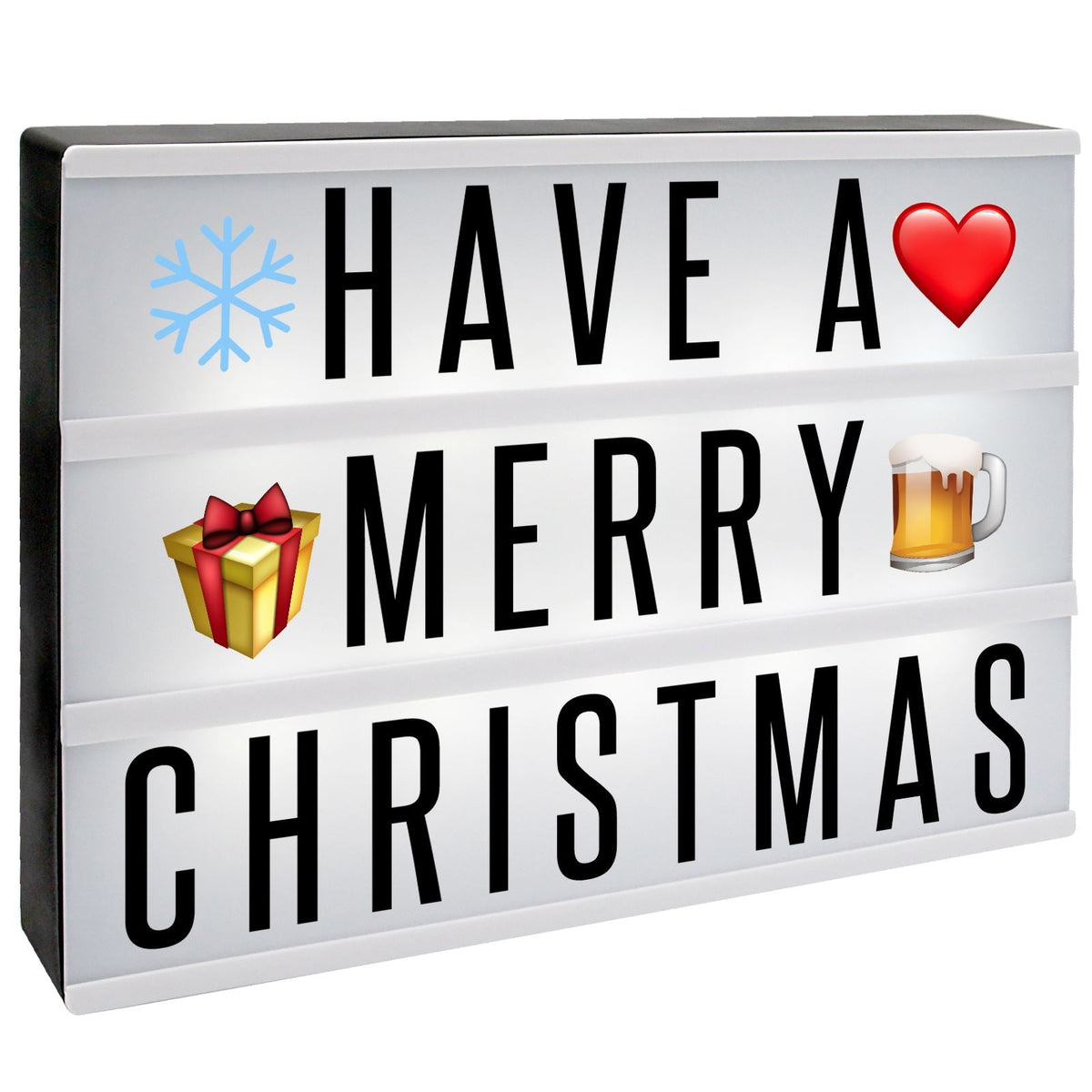 Pukkr A4 Cinematic Lightbox | 205 Letters, Symbols & Emojis | 3-Row Personalised Message Sign | USB or AA Battery Powered
