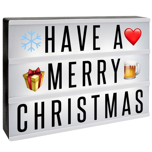 Pukkr A4 Cinematic Lightbox | 205 Letters, Symbols & Emojis | 3-Row Personalised Message Sign | USB or AA Battery Powered
