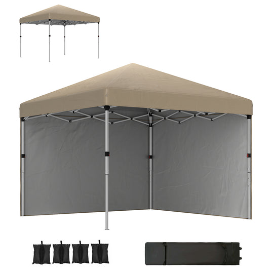 Outsunny 3 x 3 (M) Pop Up Gazebo, UPF 30+ with 2 Sidewalls, Leg Weight Bags and Wheeled Bag, Party Tent Event Shelter