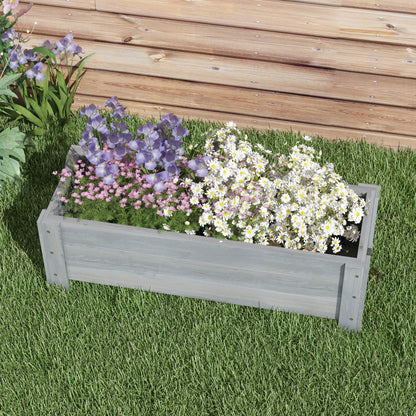 58L Garden Raised Bed Planter Grow Containers for Outdoor Patio Plant Flower Vegetable Pot Fir Wood, 100 x 36.5 x 36 cm, Grey
