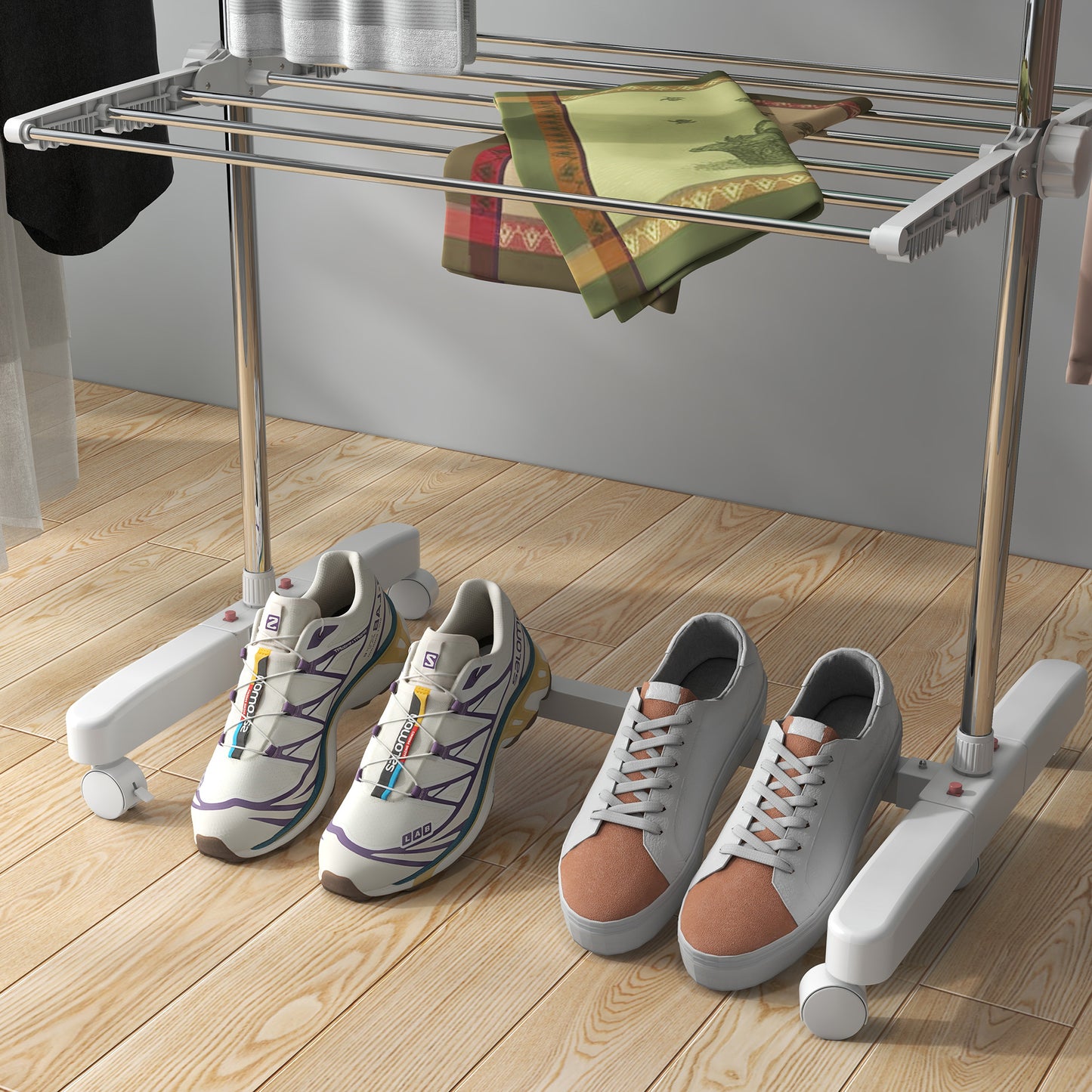 3 Layers Folding Laundry Clothes Airer Drying Rack Hanger Stand - White/Silver