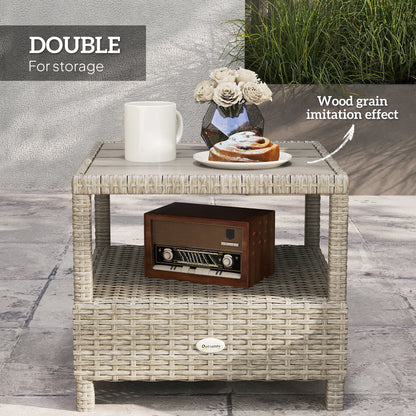 Outsunny 2 Seater Patio Rattan Wicker Chaise Lounge Sofa Set w/ Cushion for Patio Garden Porch, Grey