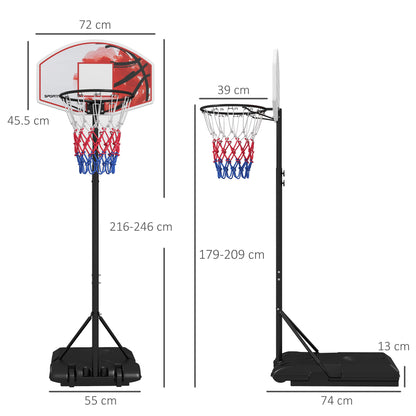 Adjustable Basketball Stand Net System, with Wheels, Enlarged Base, PE, Backboard, 179-209cm