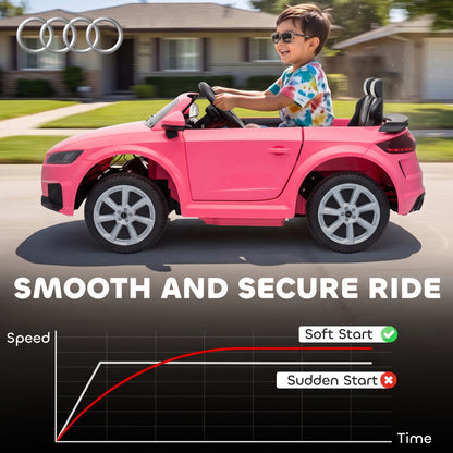 AIYAPLAY Licensed Audi TT RS 12V Kids Ride-On Car | Parent Remote, Dual 25W Motors & 4-Wheel Suspension | Lights, Music & USB | Pink, Grey or Black | Ages 2–3
