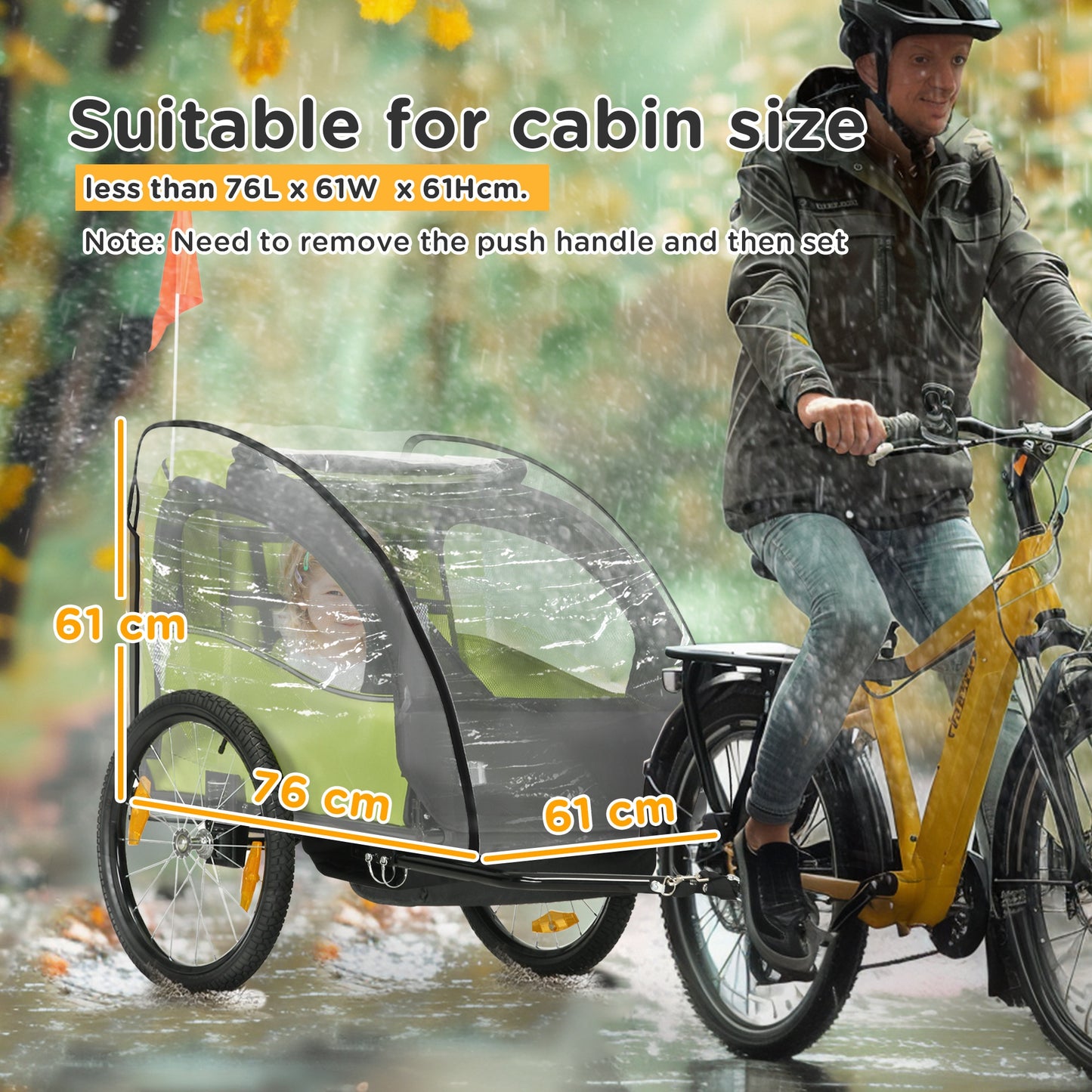 Baby Bike Trailer Cover, Anti Dust Rain Snow, Cold Wind, 76 x 61 x 61 cm