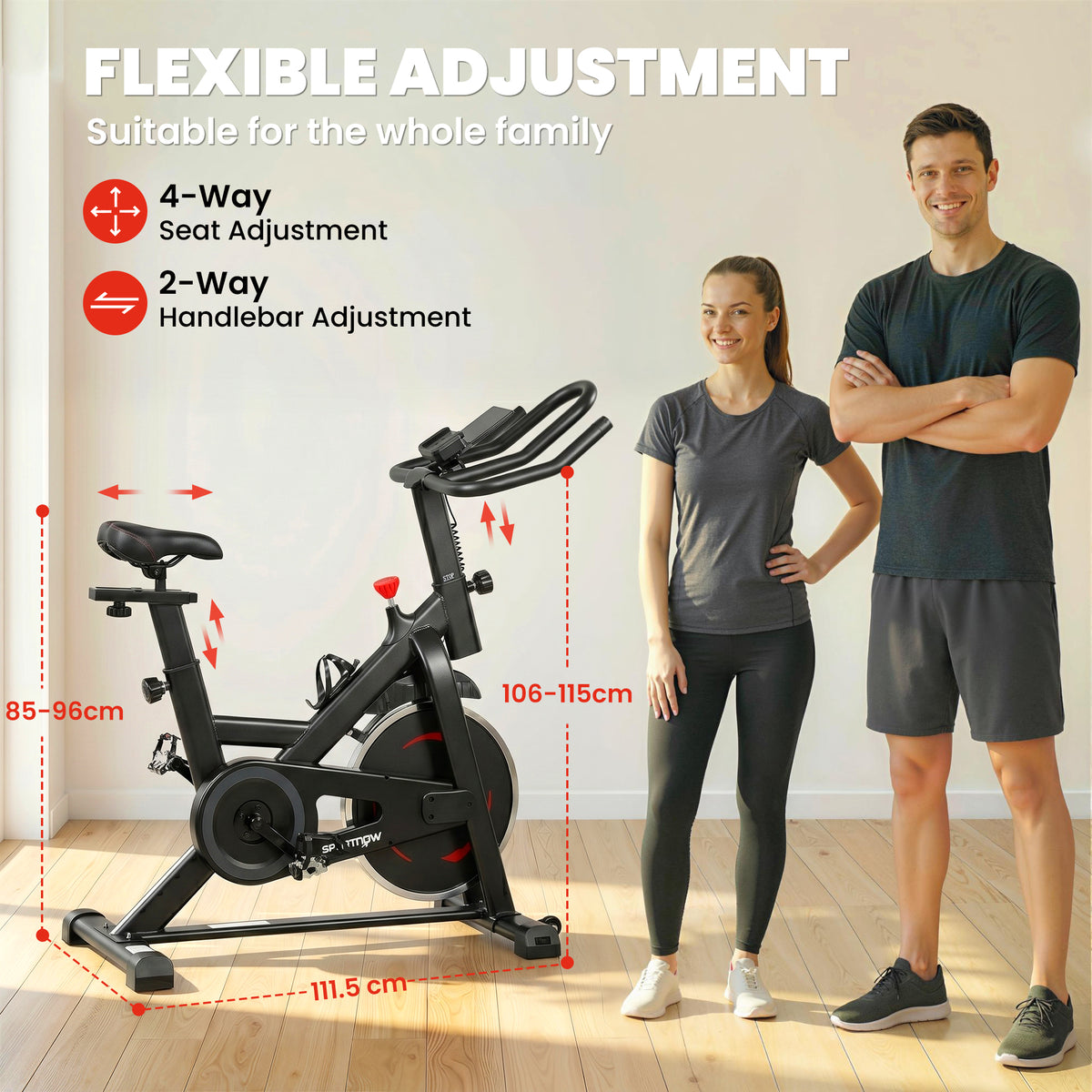 Indoor Exercise Bike | Magnetic Resistance | App Connected | Adjustable Seat | Black