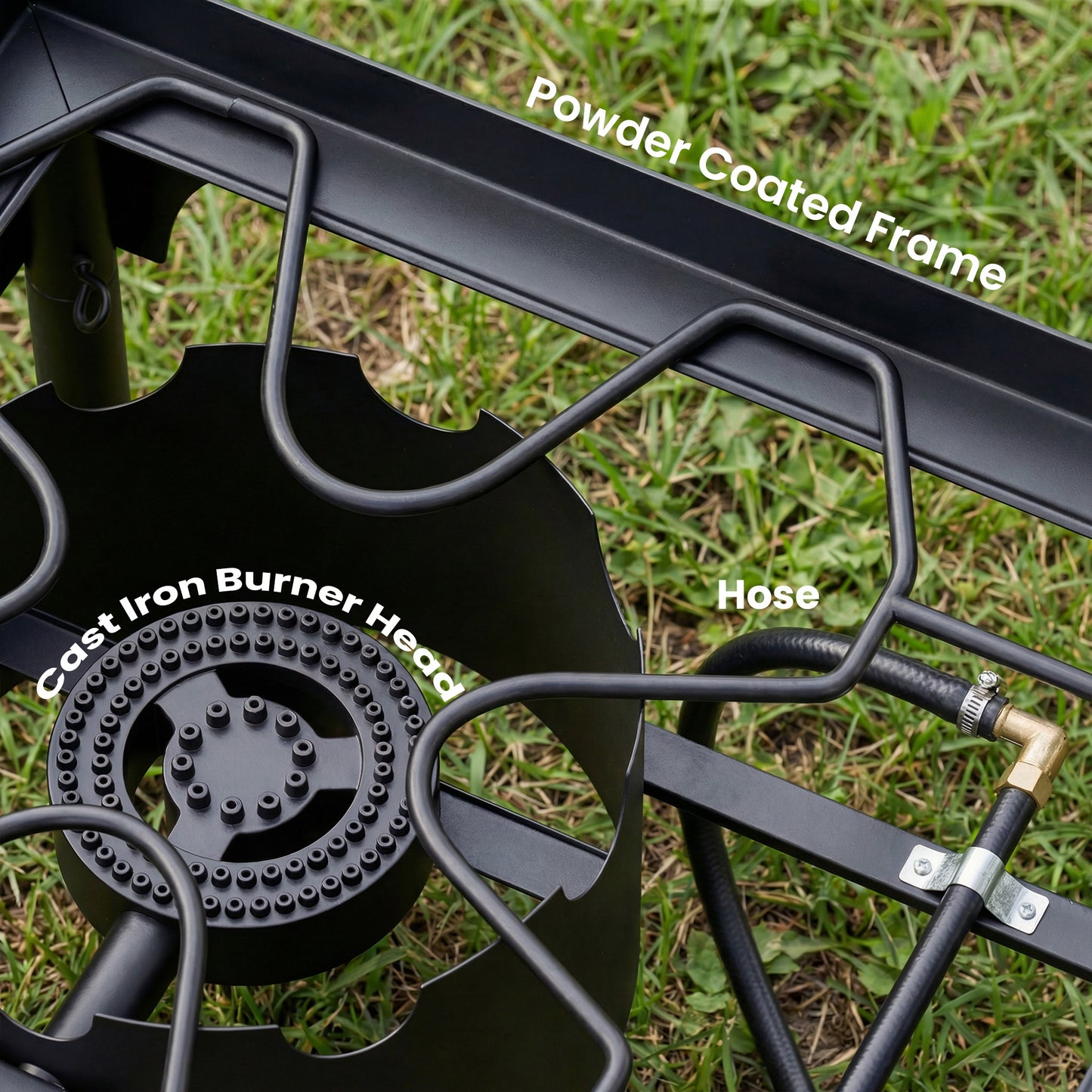 Outsunny Double Burner Camping Stove – 150,000 BTU High-Pressure Propane Gas Stove, Detachable Legs, Individual Heat Control, Regulator & Hose Included – Black